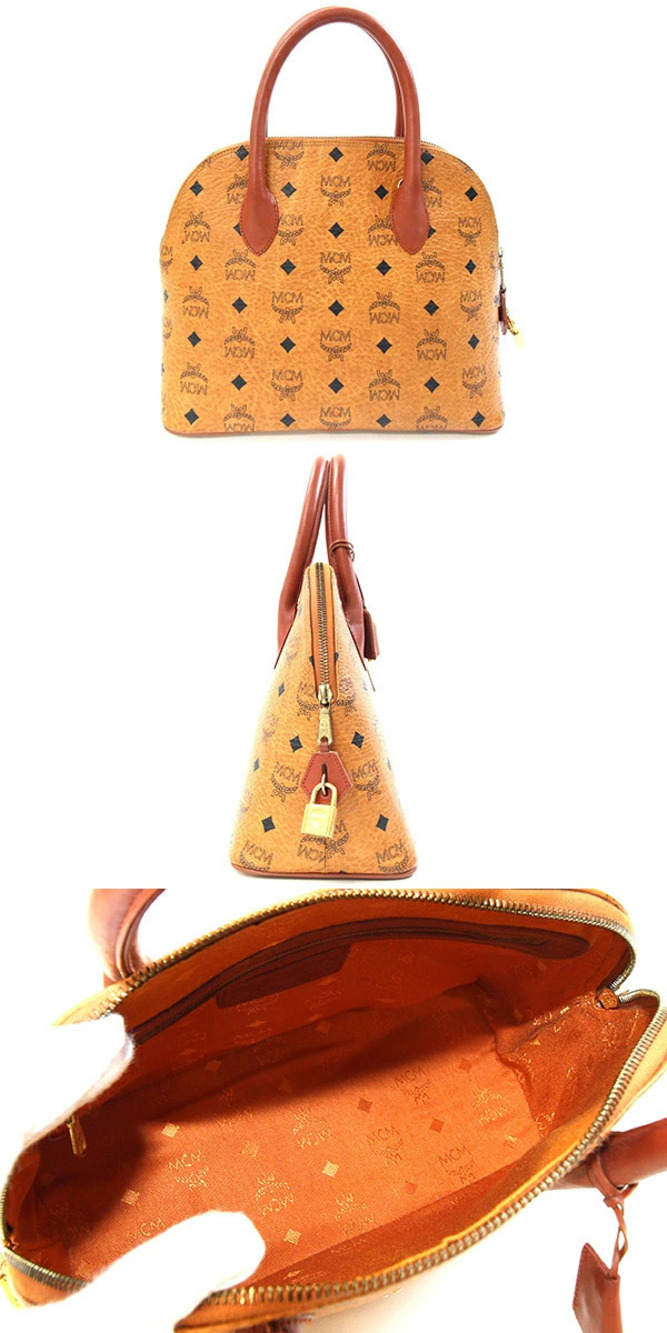 Mcm Brown Cognac Handbag Shoulder Bag Crossbody Visetos Leather